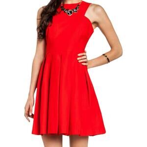 Fit & Flare Cotton Bright Red Skater Summer Party Mini Dress Sz 8 BB Dakota